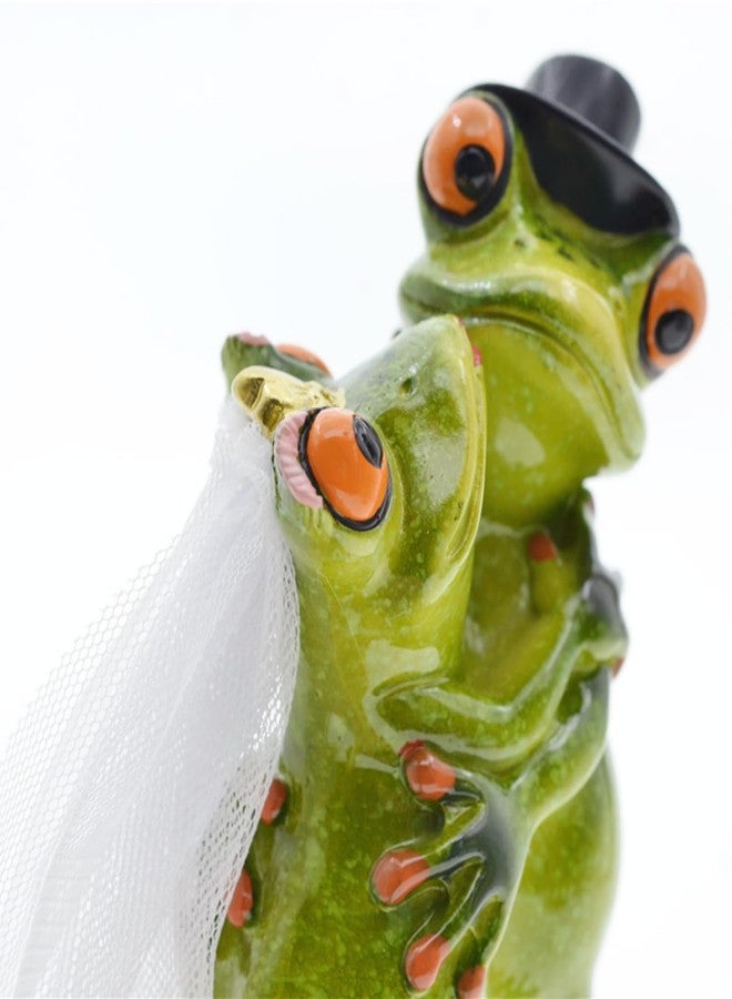 Queemie Romantic Wedding Dress Lovers Frogs Resin Sculpture Statue, Creative Get Married Couple Froggy Mascot Crafts Collectible Figurines for Home Office Decoration Gifts - Image 3
